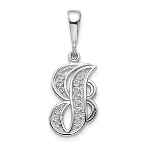 14k White Gold, Maci Collection, Filigree Script Initial J Pendant
